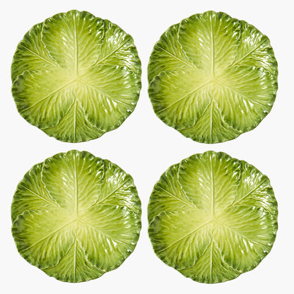 Green Serena Cabbage Dinner Plates (Set of 4)