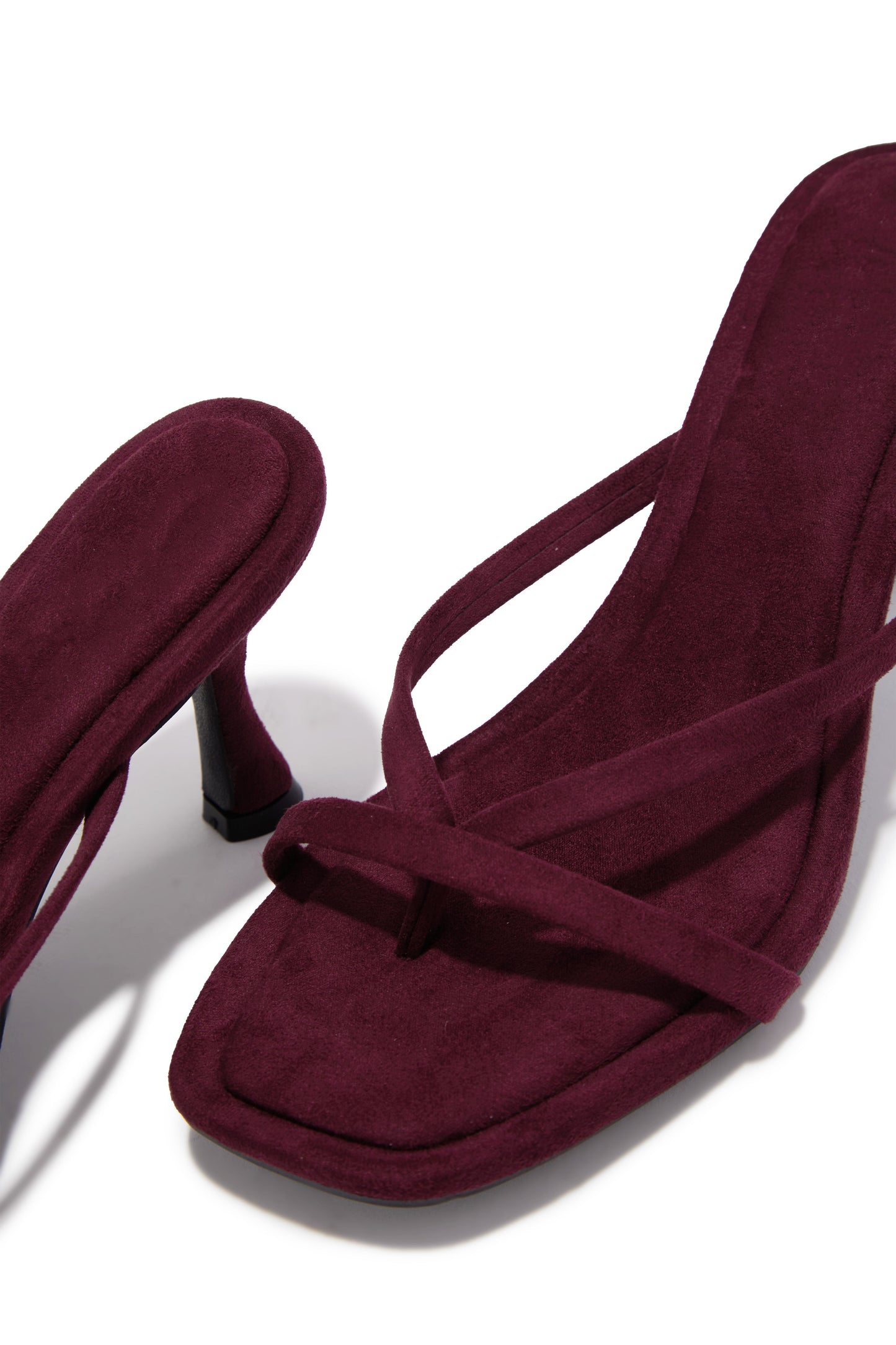 Elena Mid Heel Mules - Wine Suede