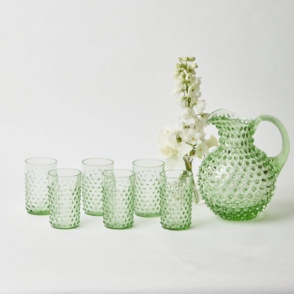 Emerald Hobnail Glasses & Jug Set