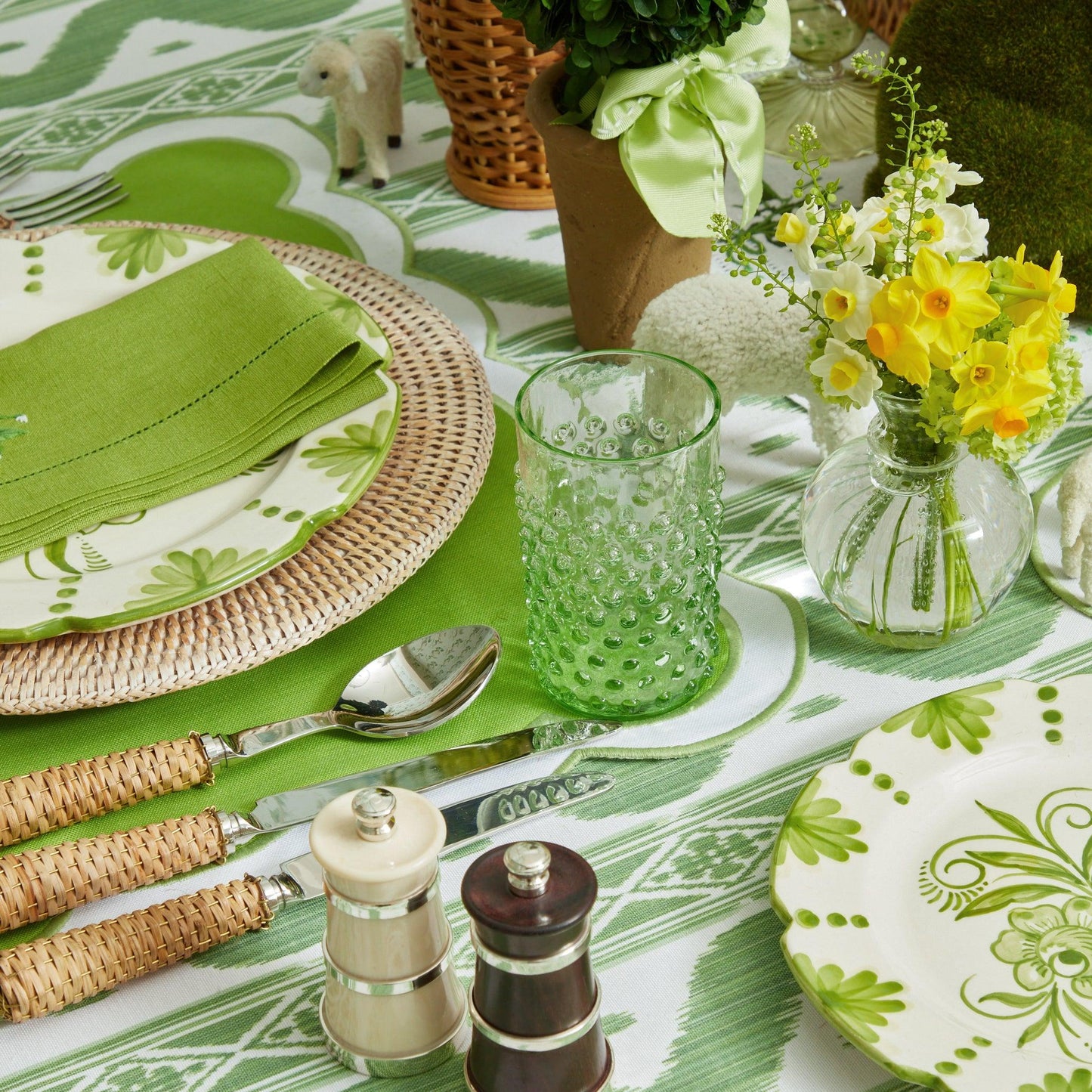 Emerald Hobnail Glasses & Jug Set