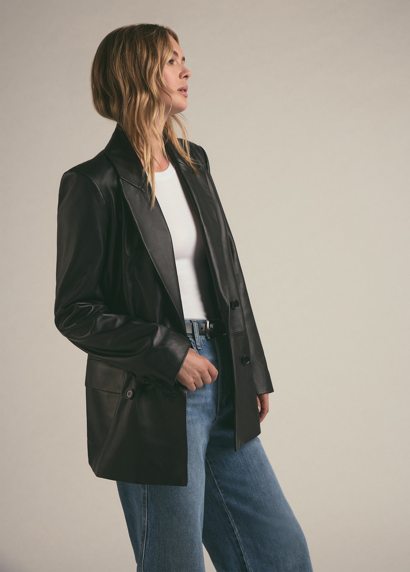 THE AGNES LEATHER BLAZER