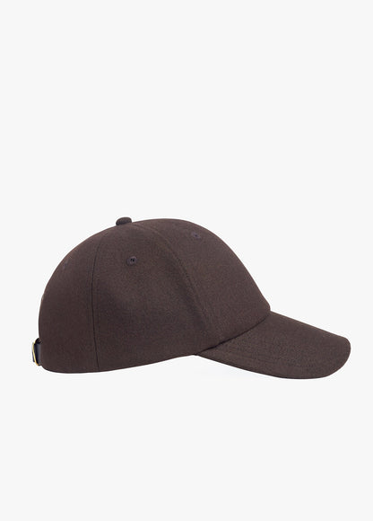 WOOL BASEBALL CAP WITH LEATHER STRAP