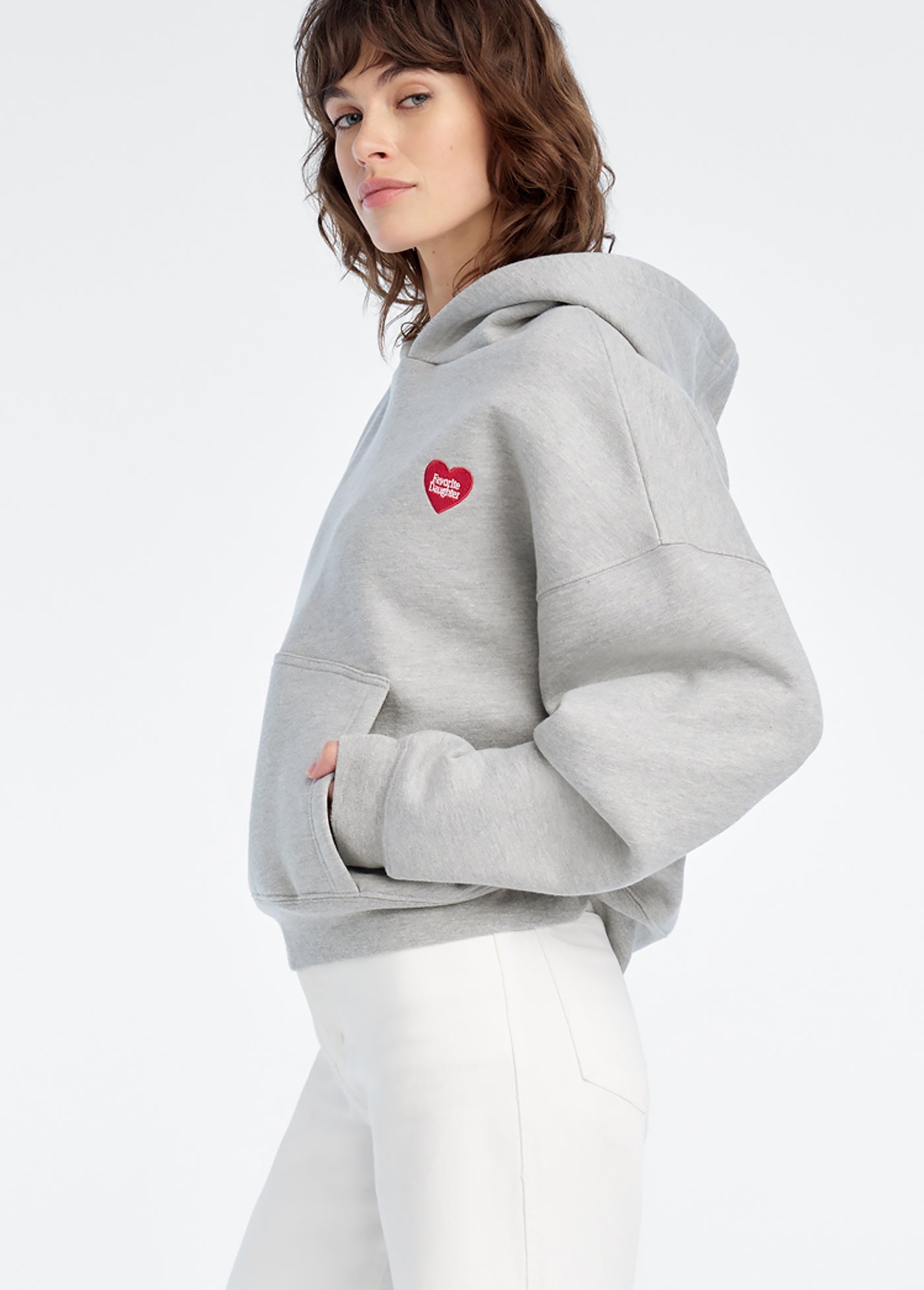 THE FAVORITE DAUGHTER HEART EMBROIDERED HOODIE