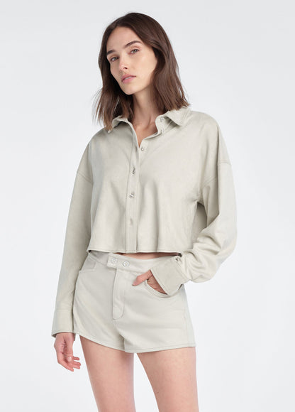 THE VEGAN SUEDE CROP EX-BOYFRIEND SHIRT
