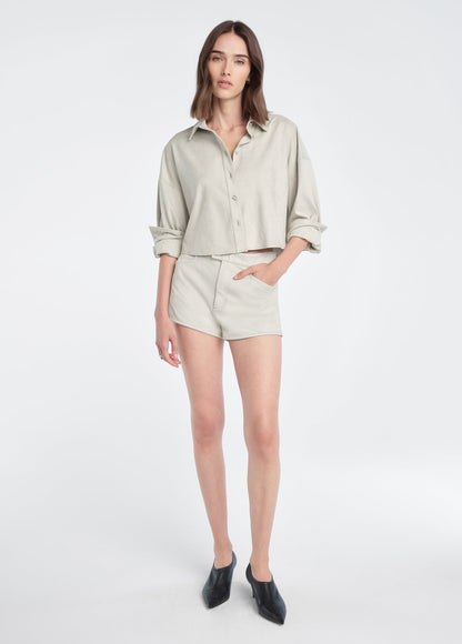 THE VEGAN SUEDE CROP EX-BOYFRIEND SHIRT
