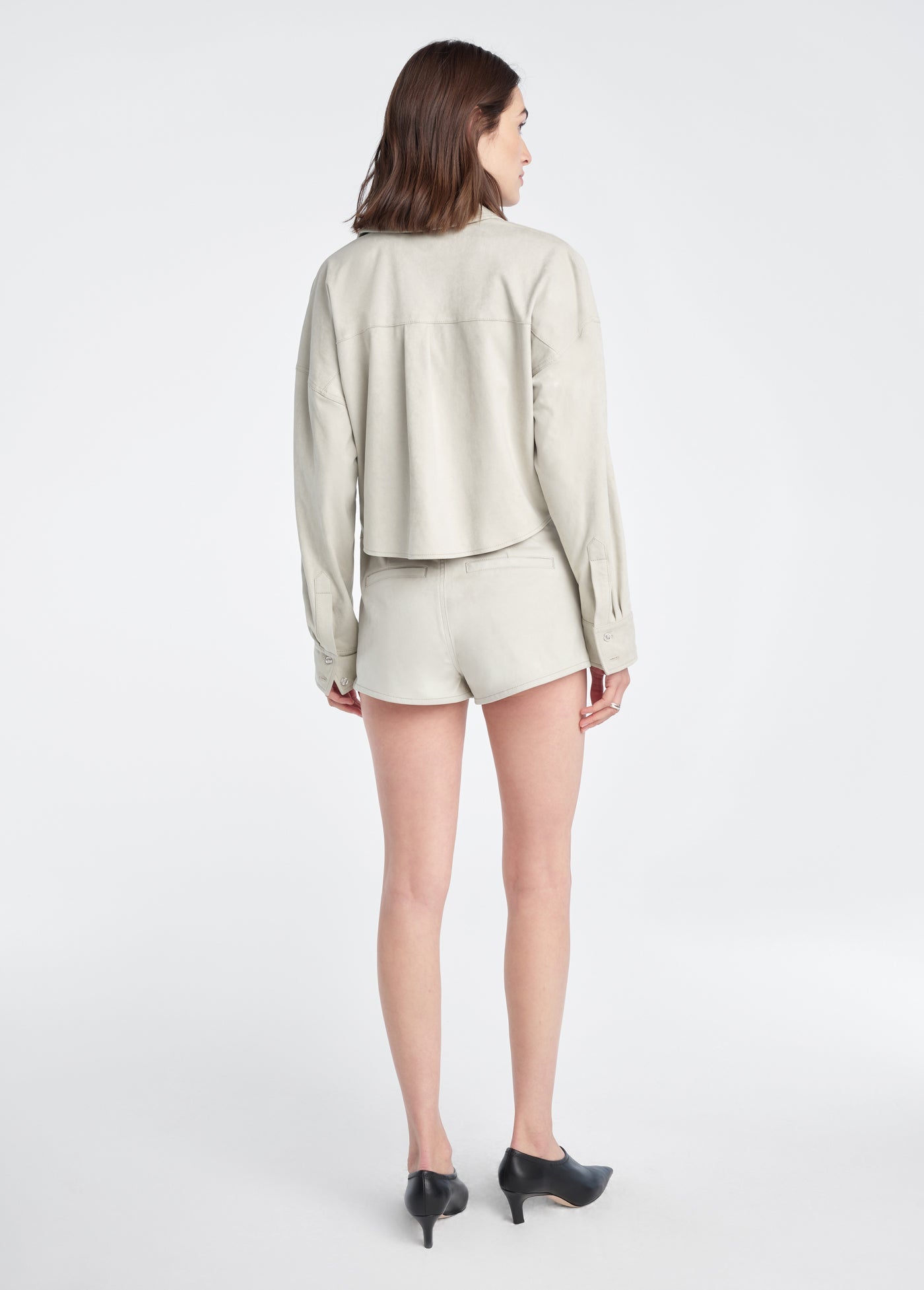 THE VEGAN SUEDE CROP EX-BOYFRIEND SHIRT