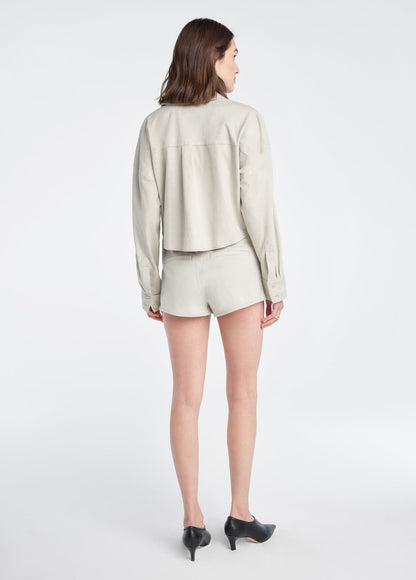 THE VEGAN SUEDE CROP EX-BOYFRIEND SHIRT