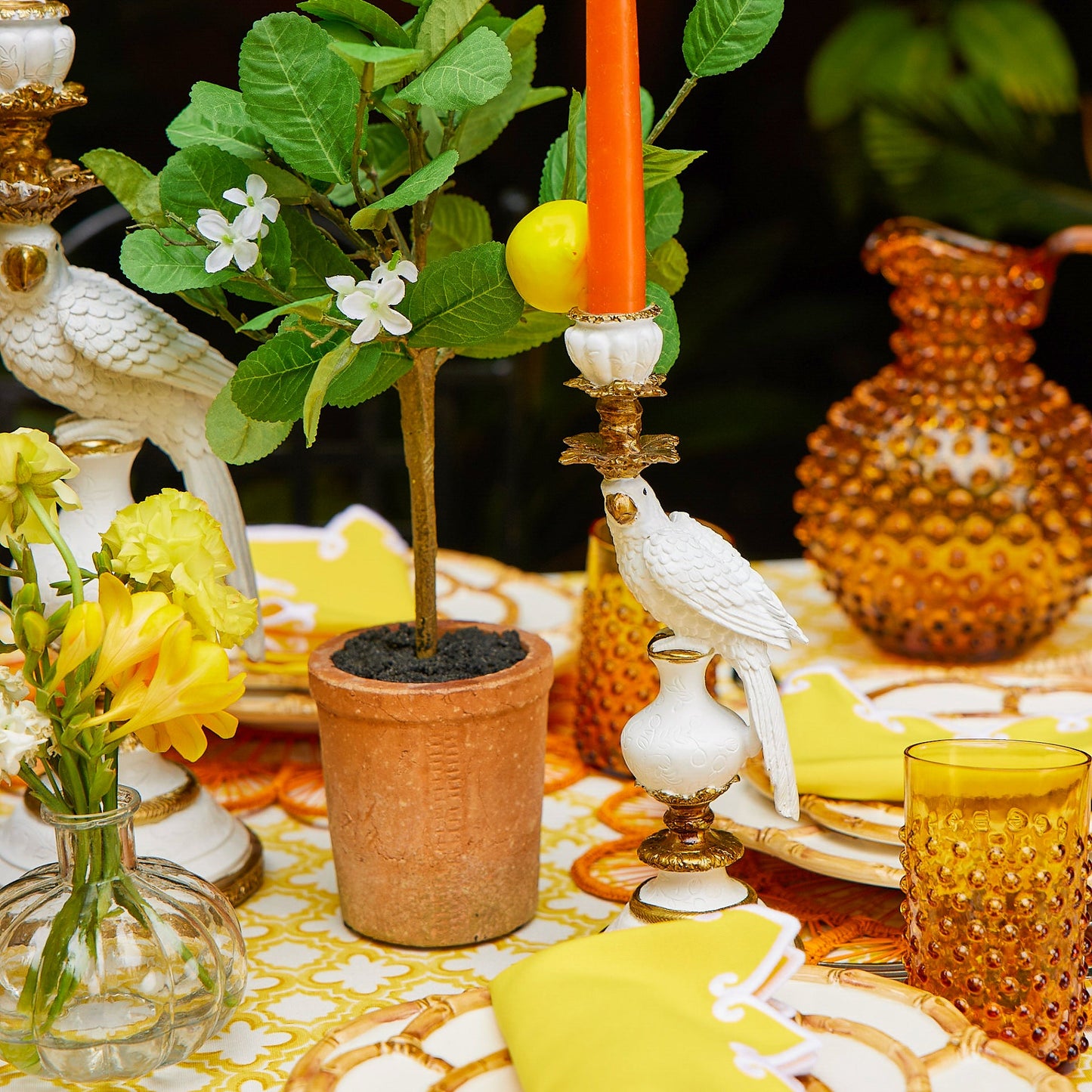 White Small Parrot Candle Holders (Pair)