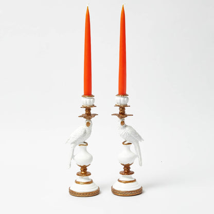 White Small Parrot Candle Holders (Pair)