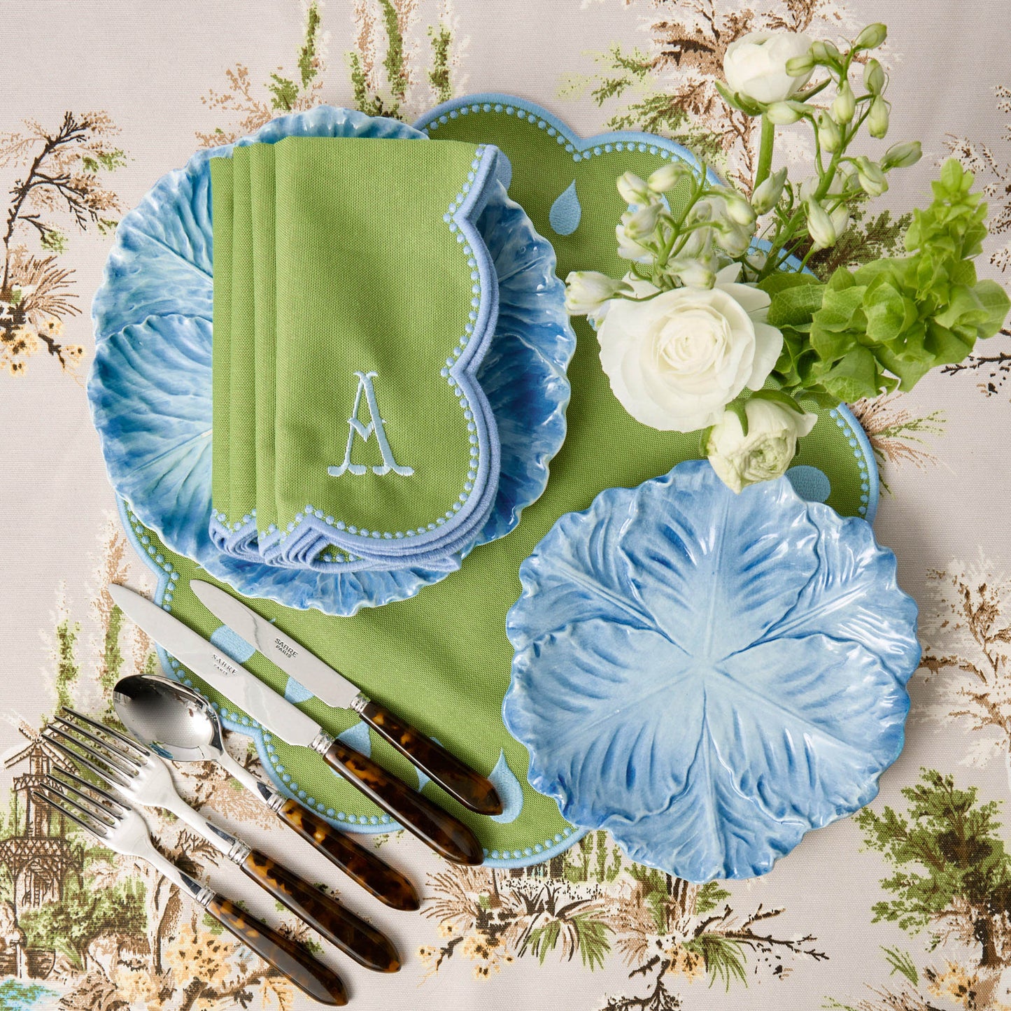 Blue Serena Cabbage Starter Plates (Set of 4)