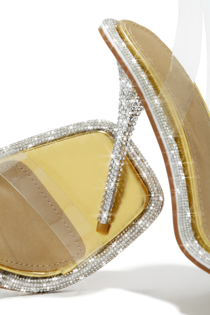 Unforgettable Nights Embellished High Heels - Gold