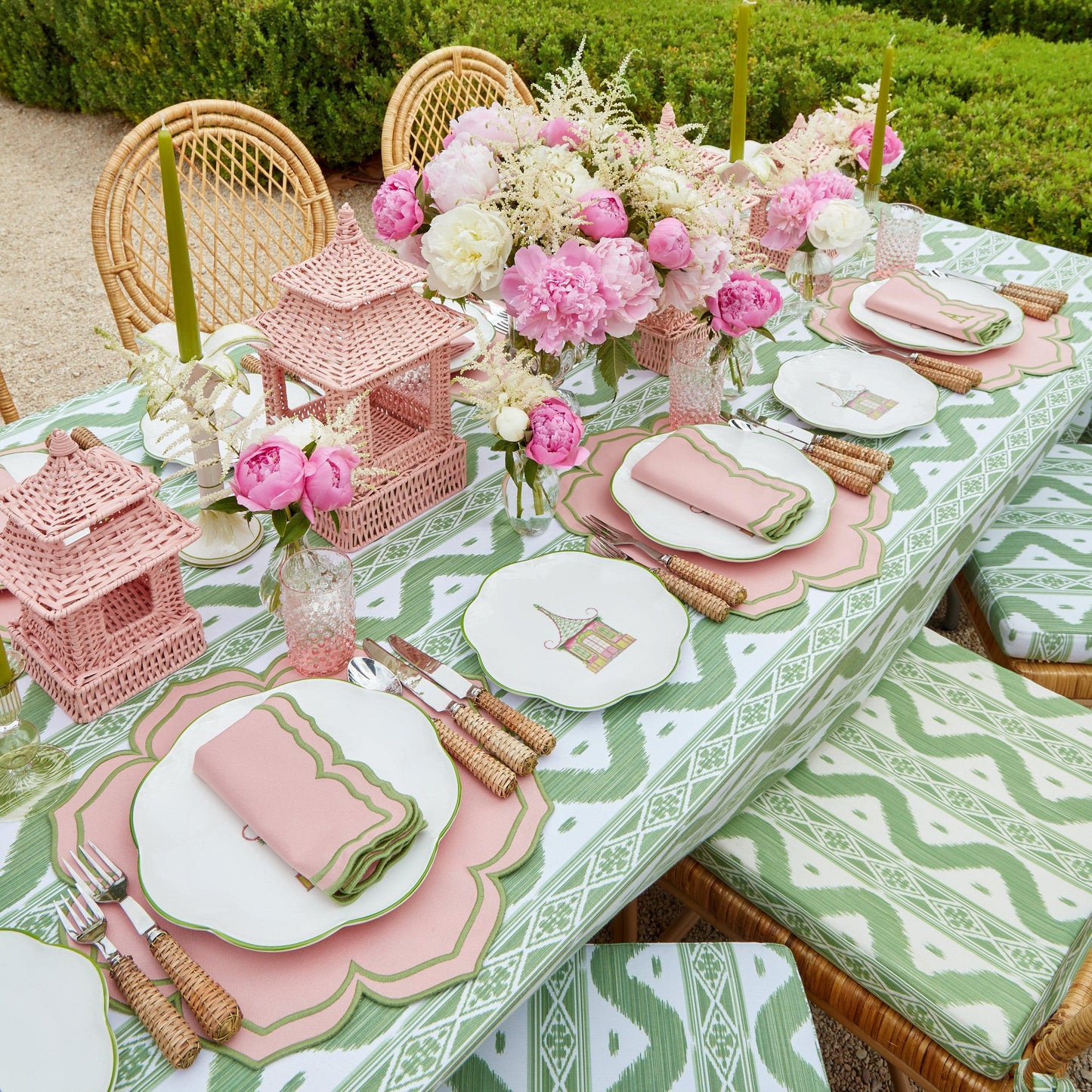 Green Ikat Seat Pad Cushion