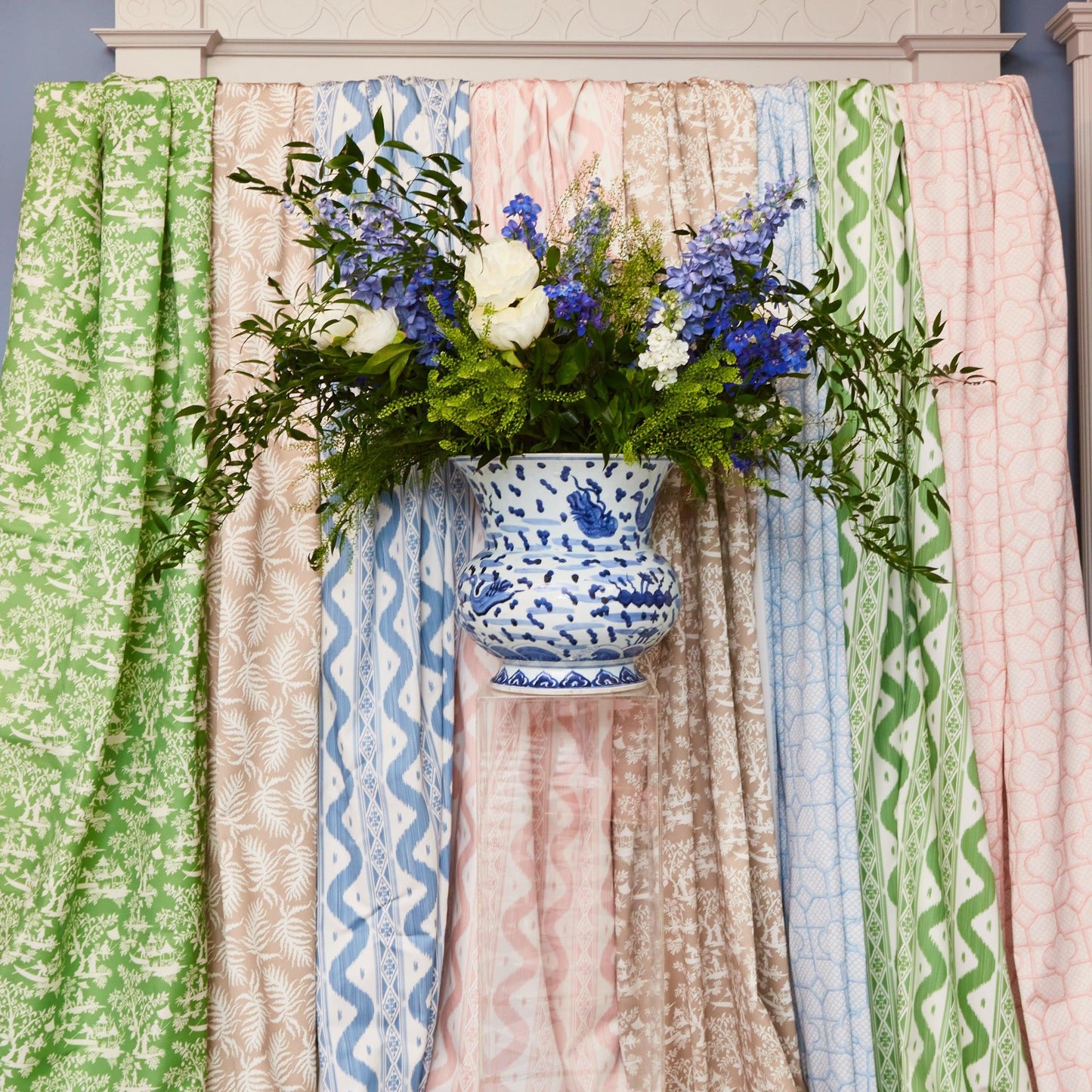 Green Ikat Stripe Fabric
