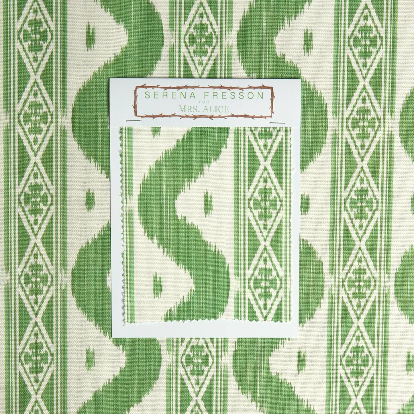 Green Ikat Stripe Fabric