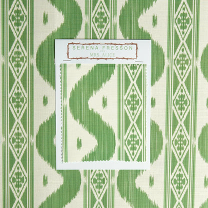 Green Ikat Stripe Fabric