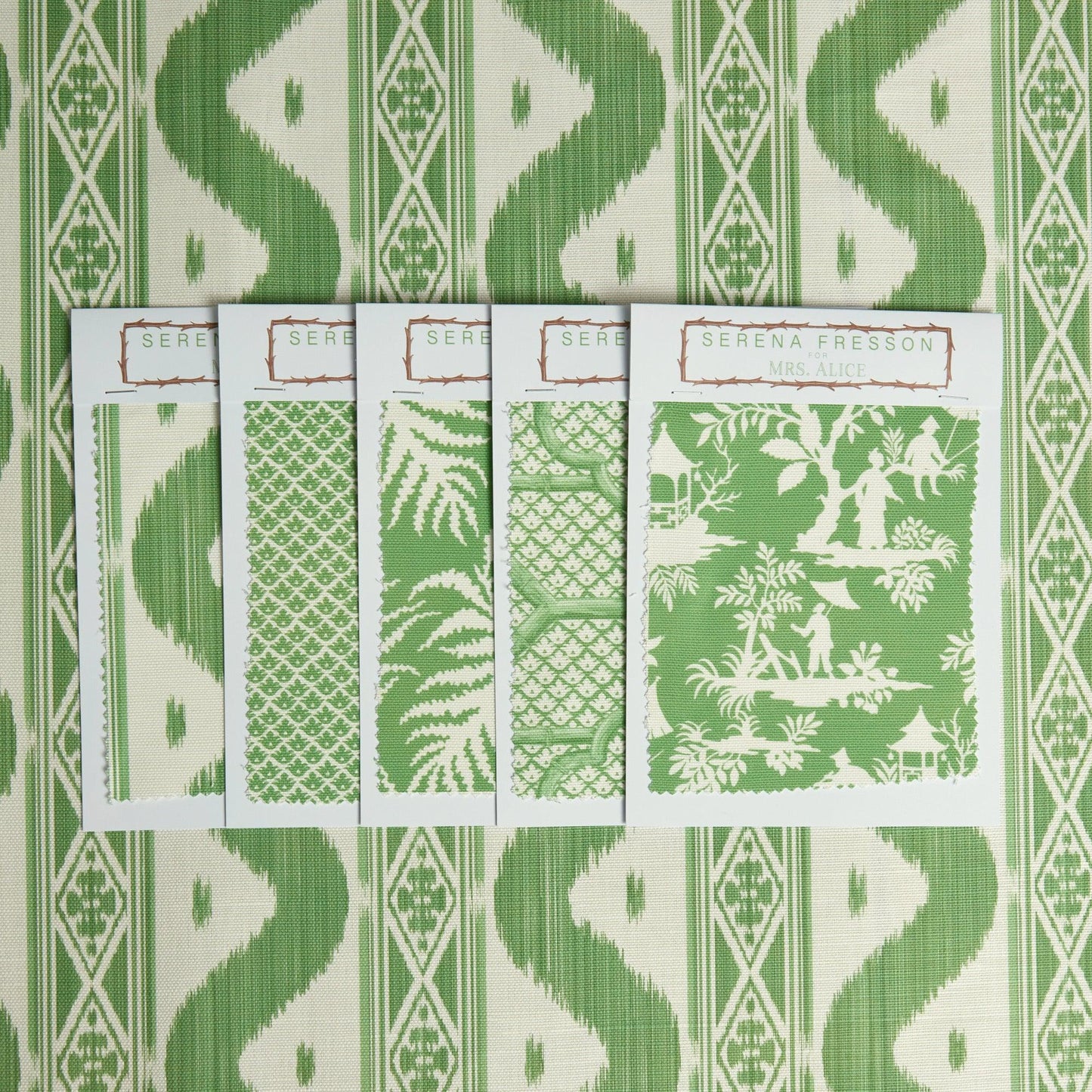 Green Ikat Stripe Fabric