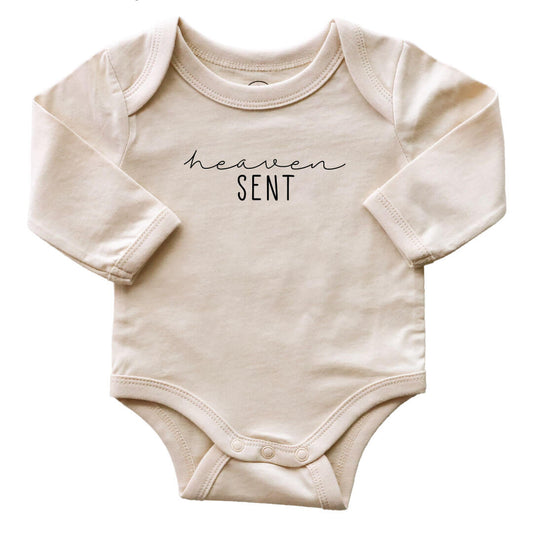 Heaven Sent Long Sleeve Graphic Bodysuit | Natural