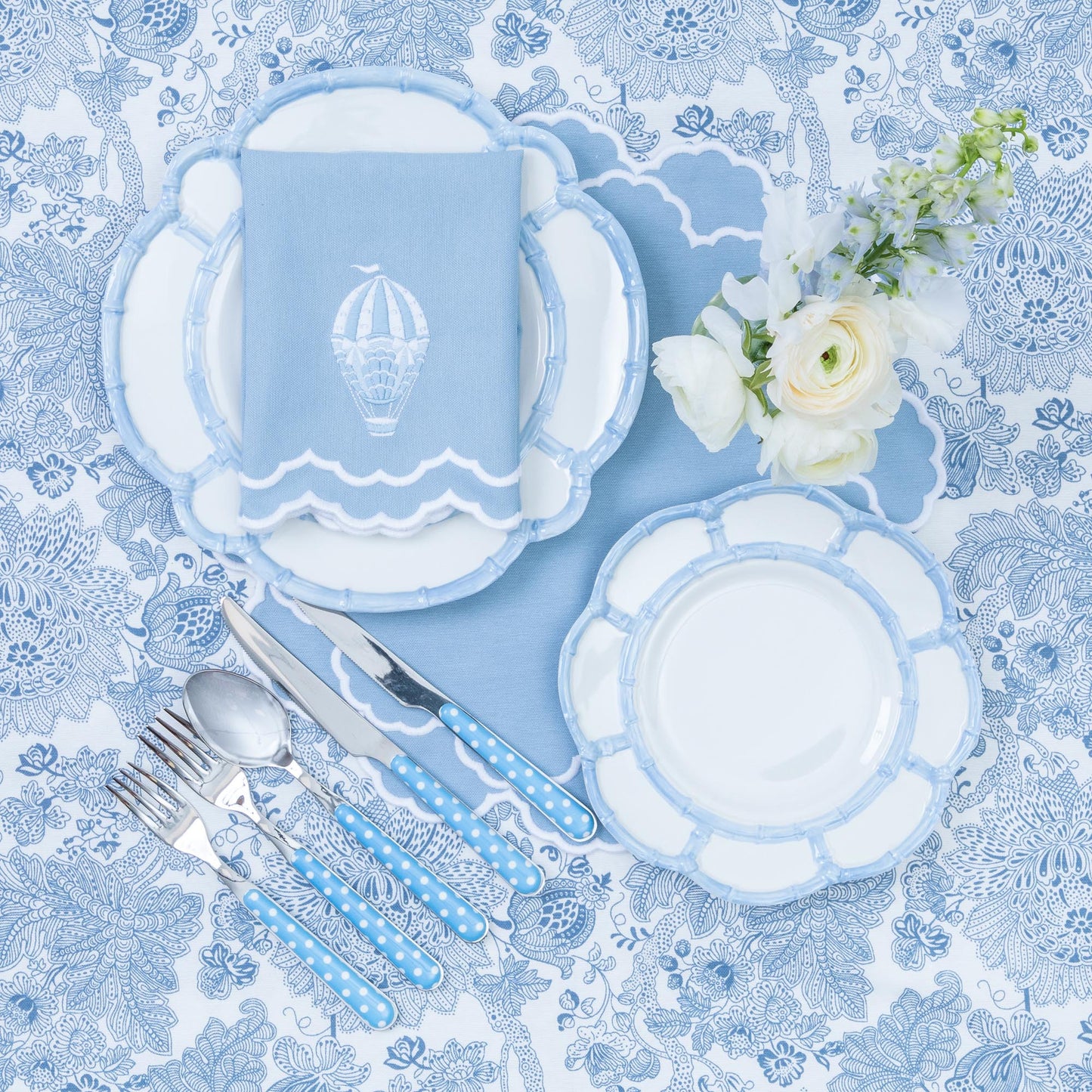 Blue Melamine Bamboo Dinner & Starter Plates (Set of 8)