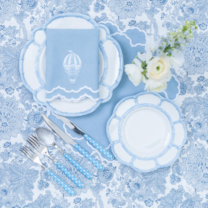 Blue Melamine Bamboo Dinner & Starter Plates (Set of 8)