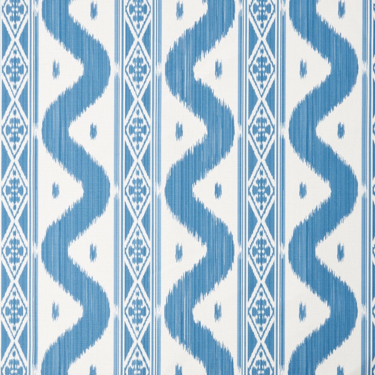 French Blue Ikat Stripe Fabric