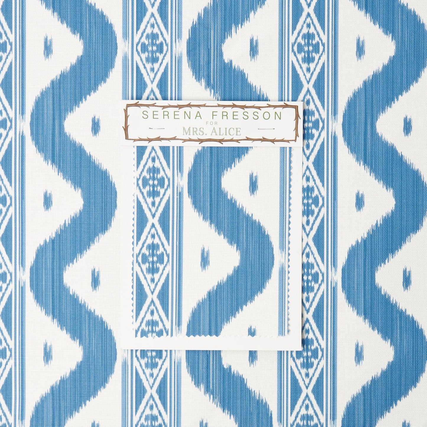 French Blue Ikat Stripe Fabric