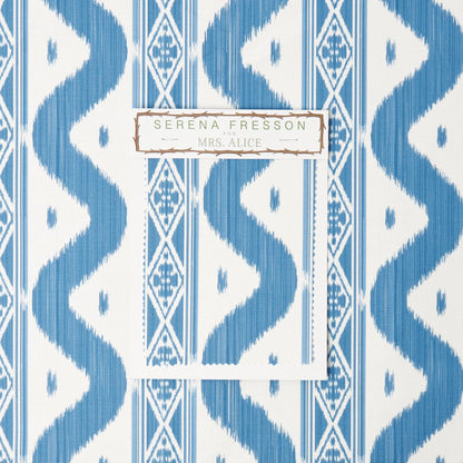 French Blue Ikat Stripe Fabric