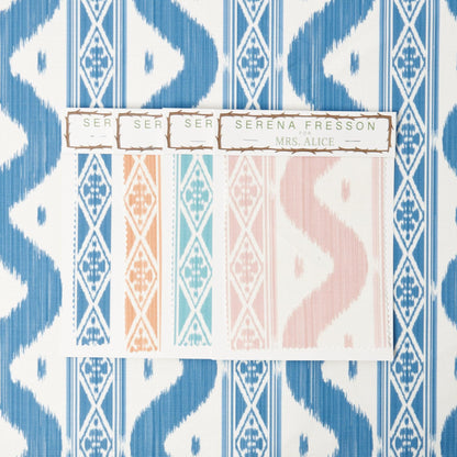 French Blue Ikat Stripe Fabric