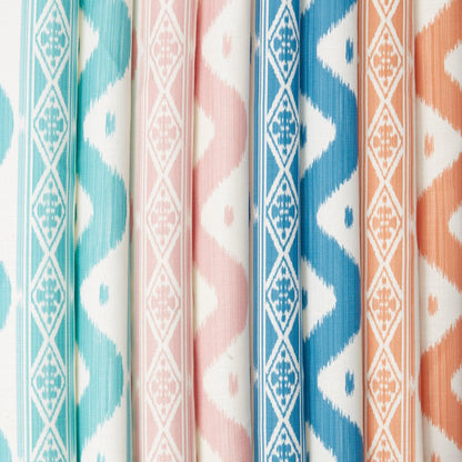 French Blue Ikat Stripe Fabric