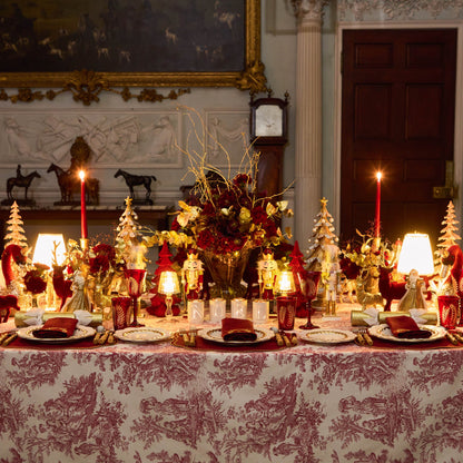 Burgundy Linen Placemats & Gold Bow Garland Napkins (Set of 4)