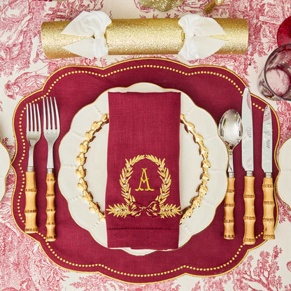 Burgundy & Gold Eloise Linen Placemats (Set of 4)