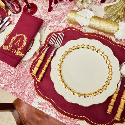 Burgundy & Gold Eloise Linen Placemats (Set of 4)