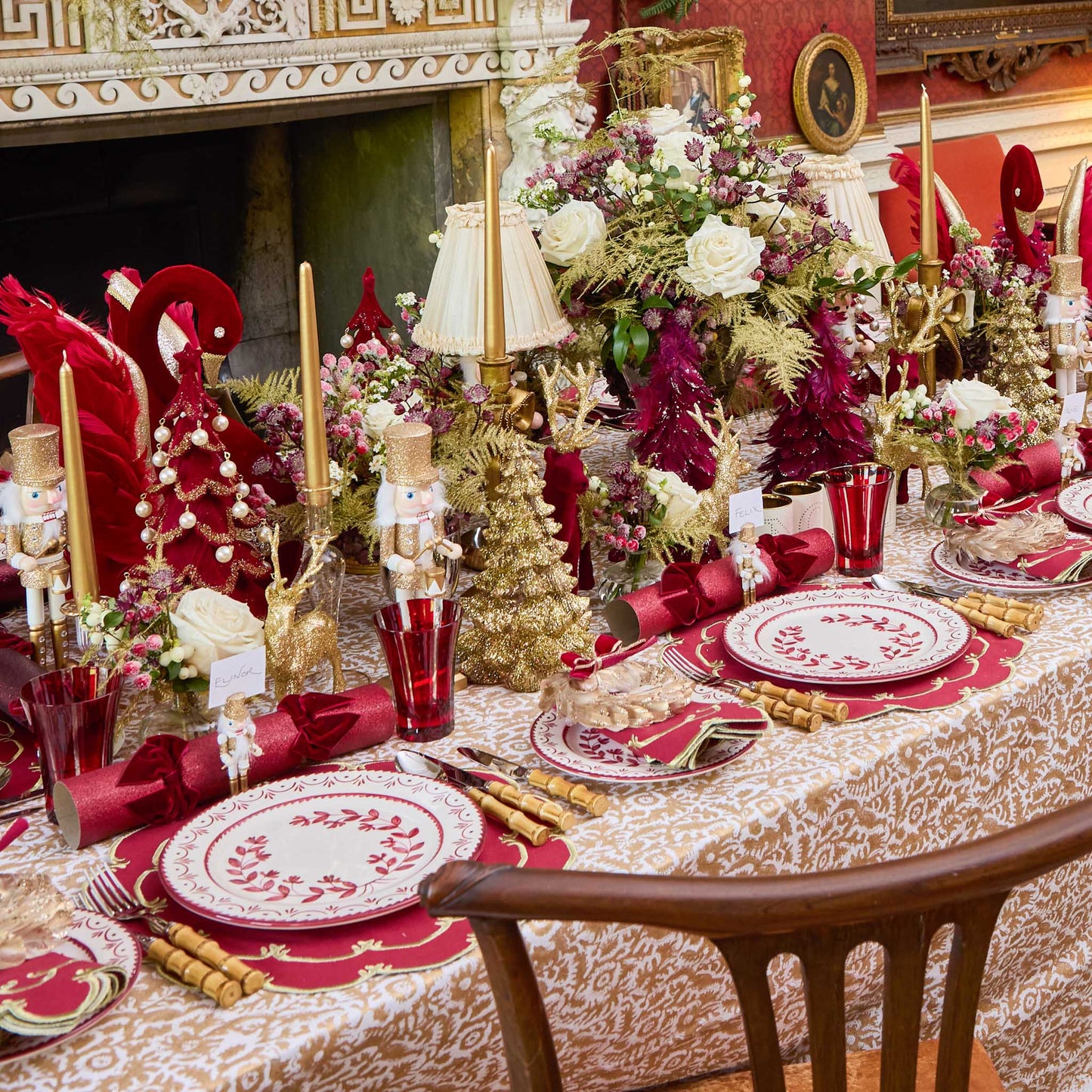 Burgundy & Gold Amanda Placemats (Set of 4)