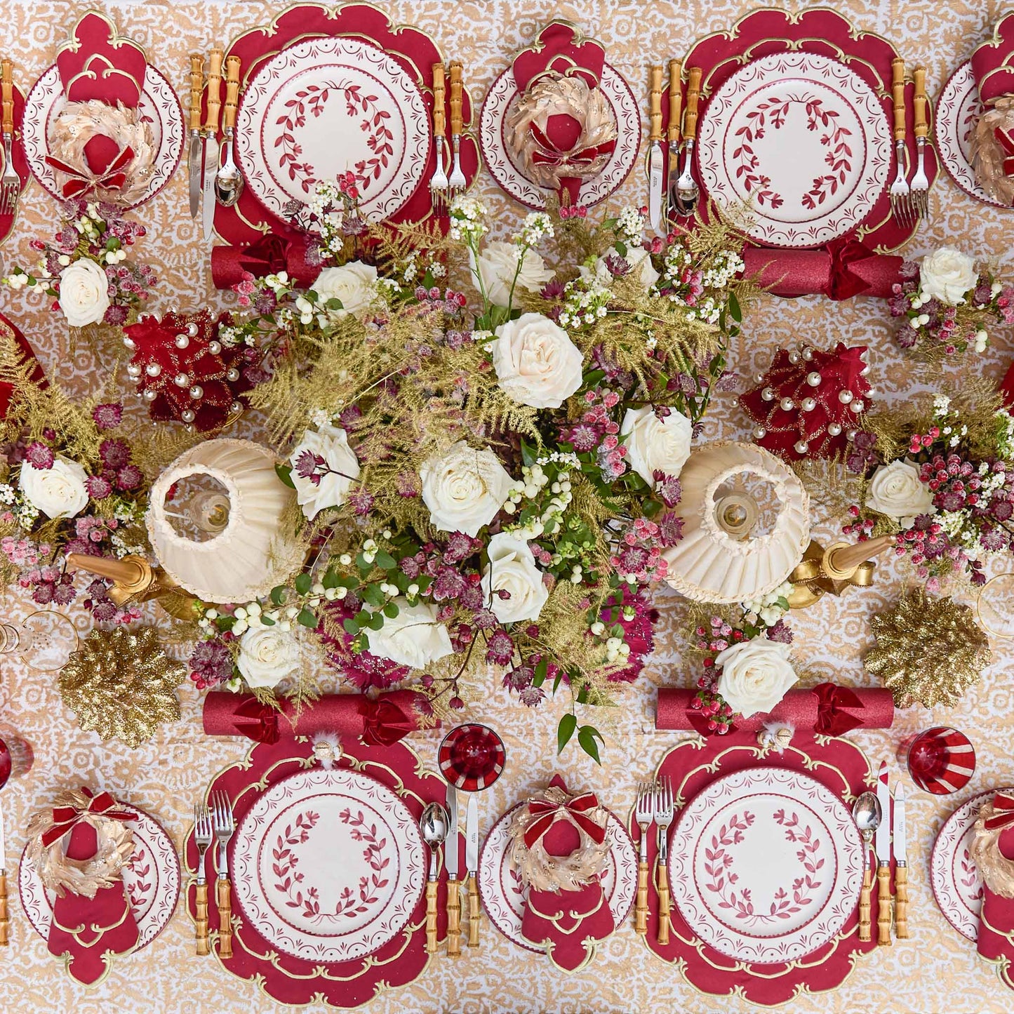 Burgundy & Gold Amanda Placemats (Set of 4)