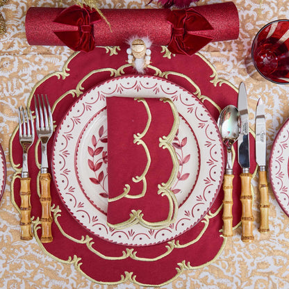 Burgundy & Gold Amanda Placemats (Set of 4)