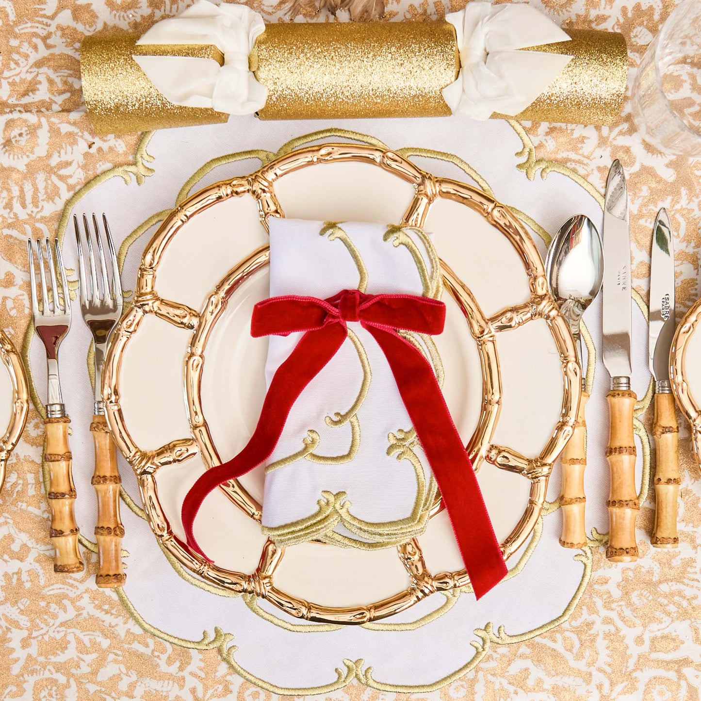 Gold Petal Bamboo Ceramic Dinner Plate