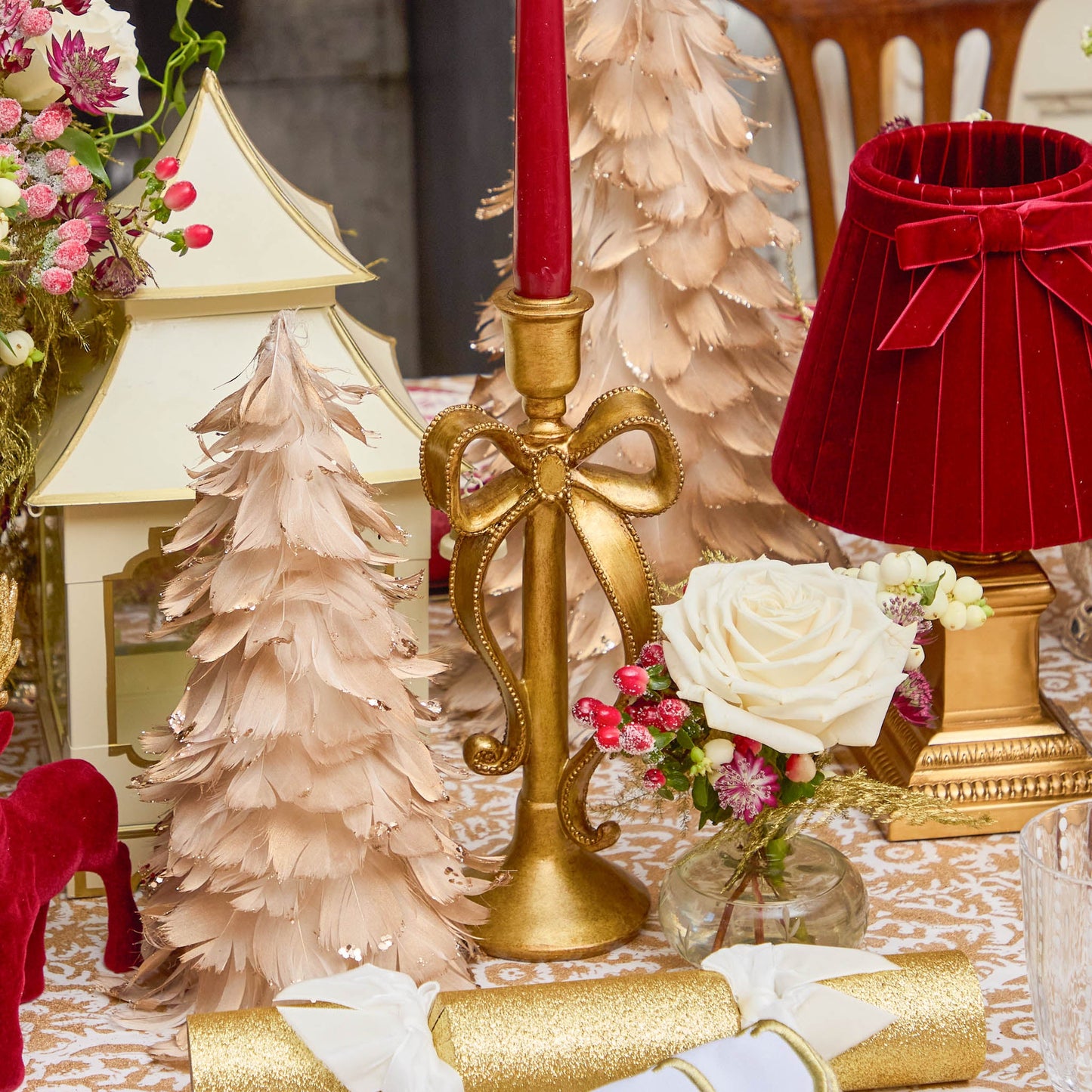 Whimsical Gold Bow Candle Holders (Pair)
