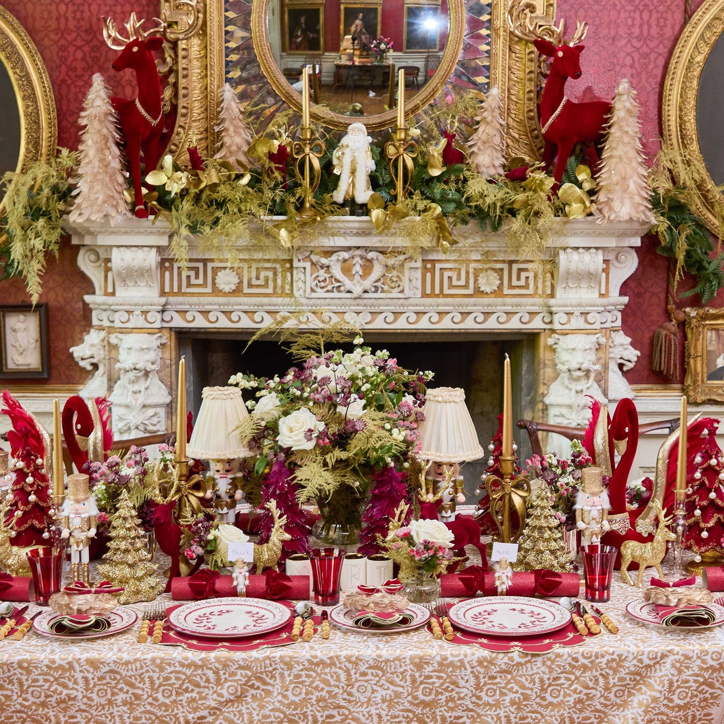 Burgundy & Gold Amanda Placemats (Set of 4)