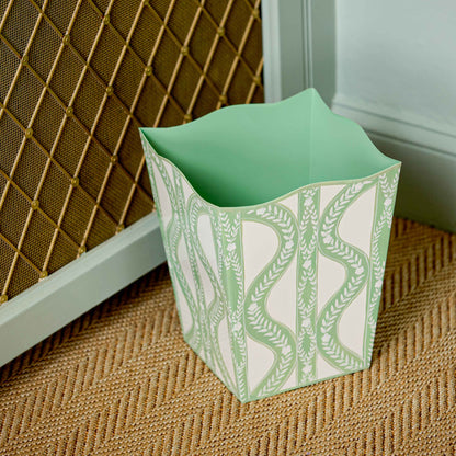 Green Floral Ikat Bin