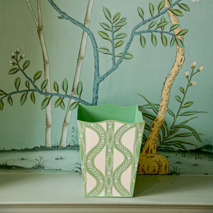 Green Floral Ikat Bin