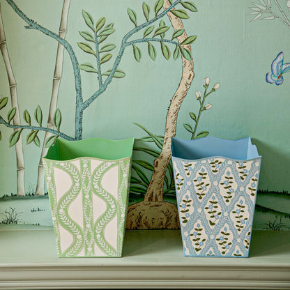 Green Floral Ikat Bin