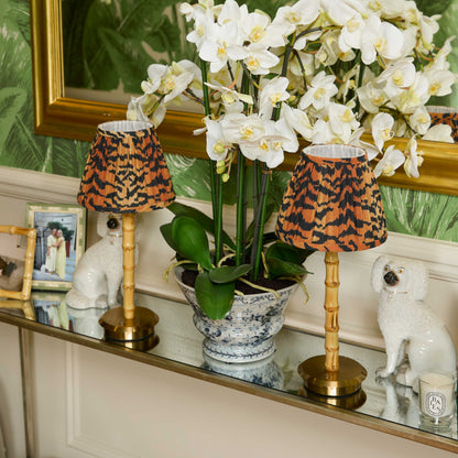 Bamboo Rechargeable Lamp with Tiger Print Shade (18cm)