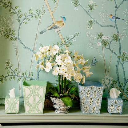 Green Floral Ikat Bin