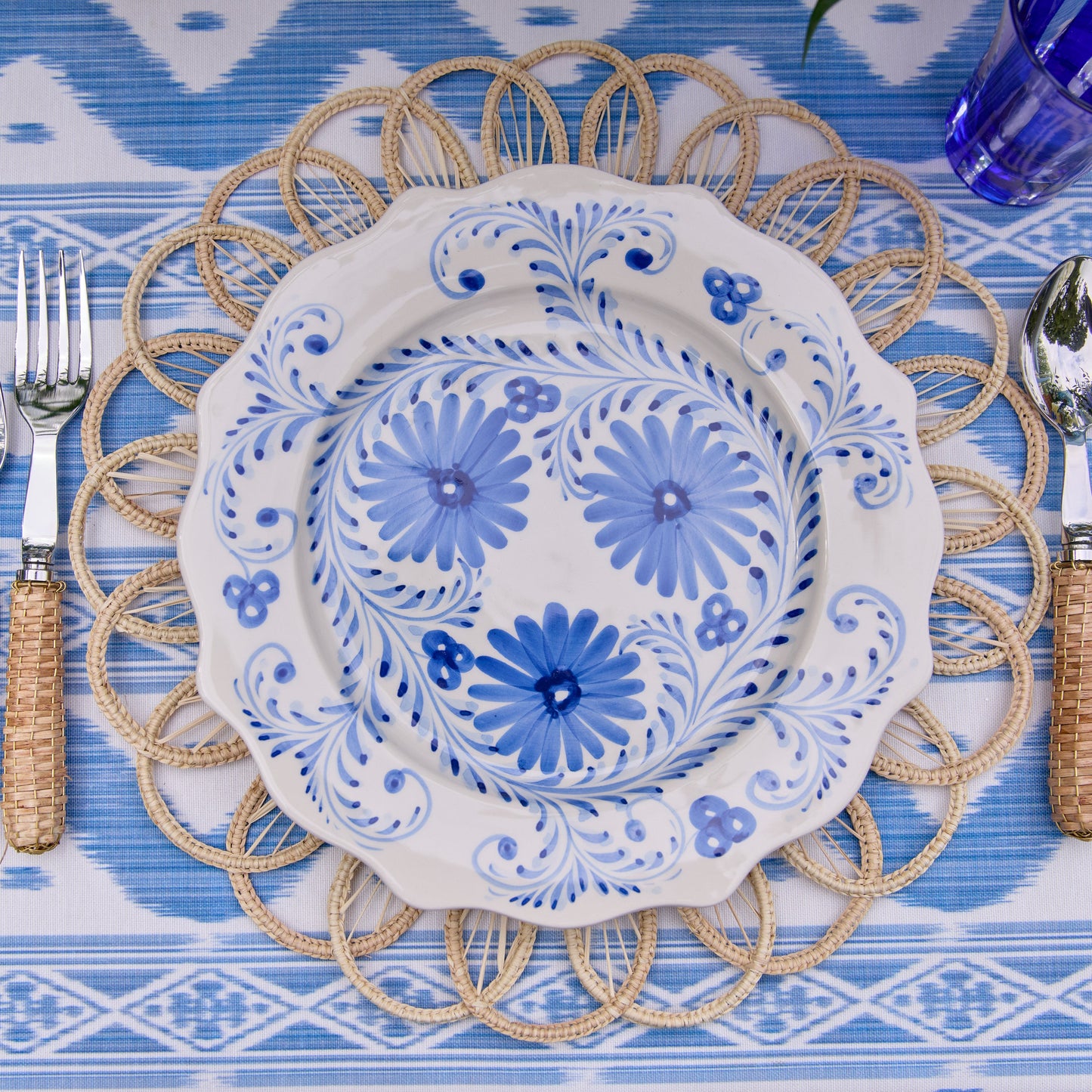 Blue Flowers Dinner Plates (Set of 4)