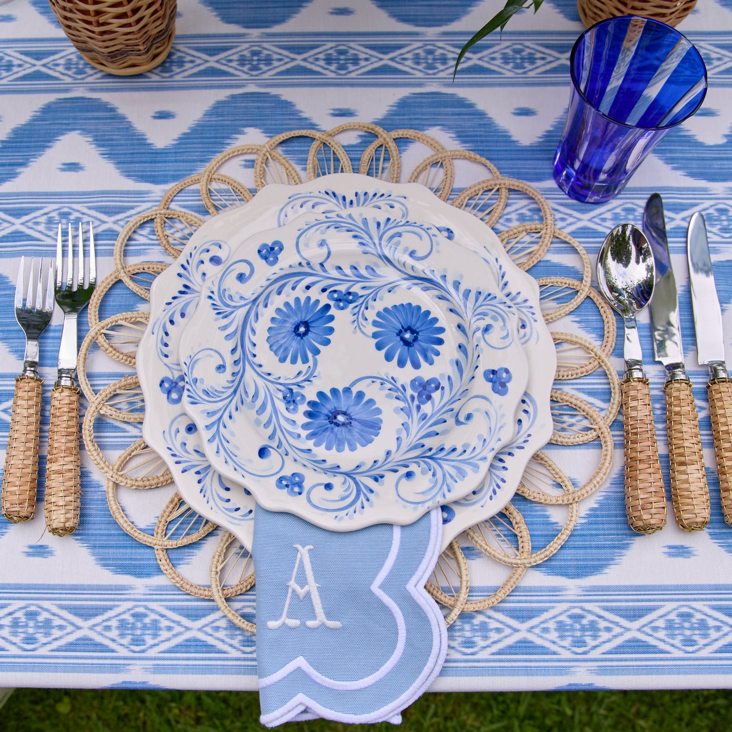 Blue Serena Appliqué Napkins (Set of 4)