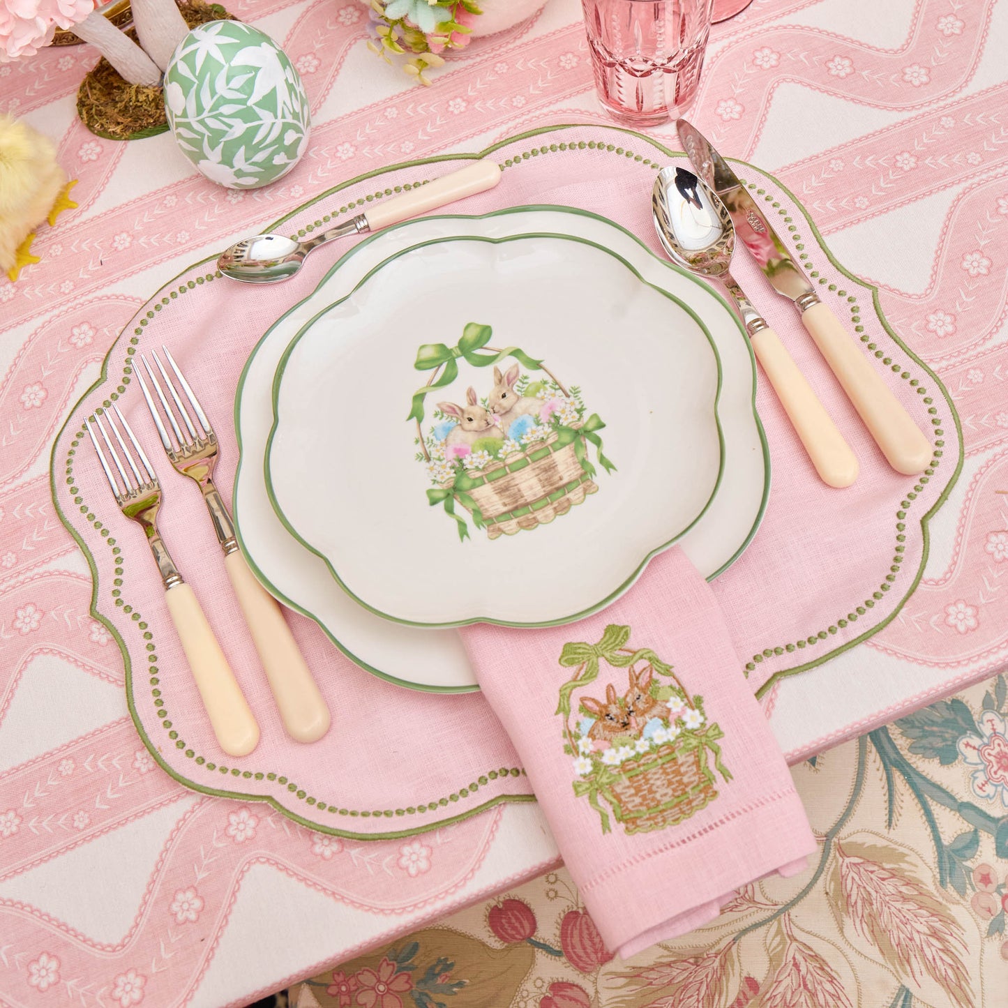 Pink & Green Eloise Linen Placemats (Set of 4)
