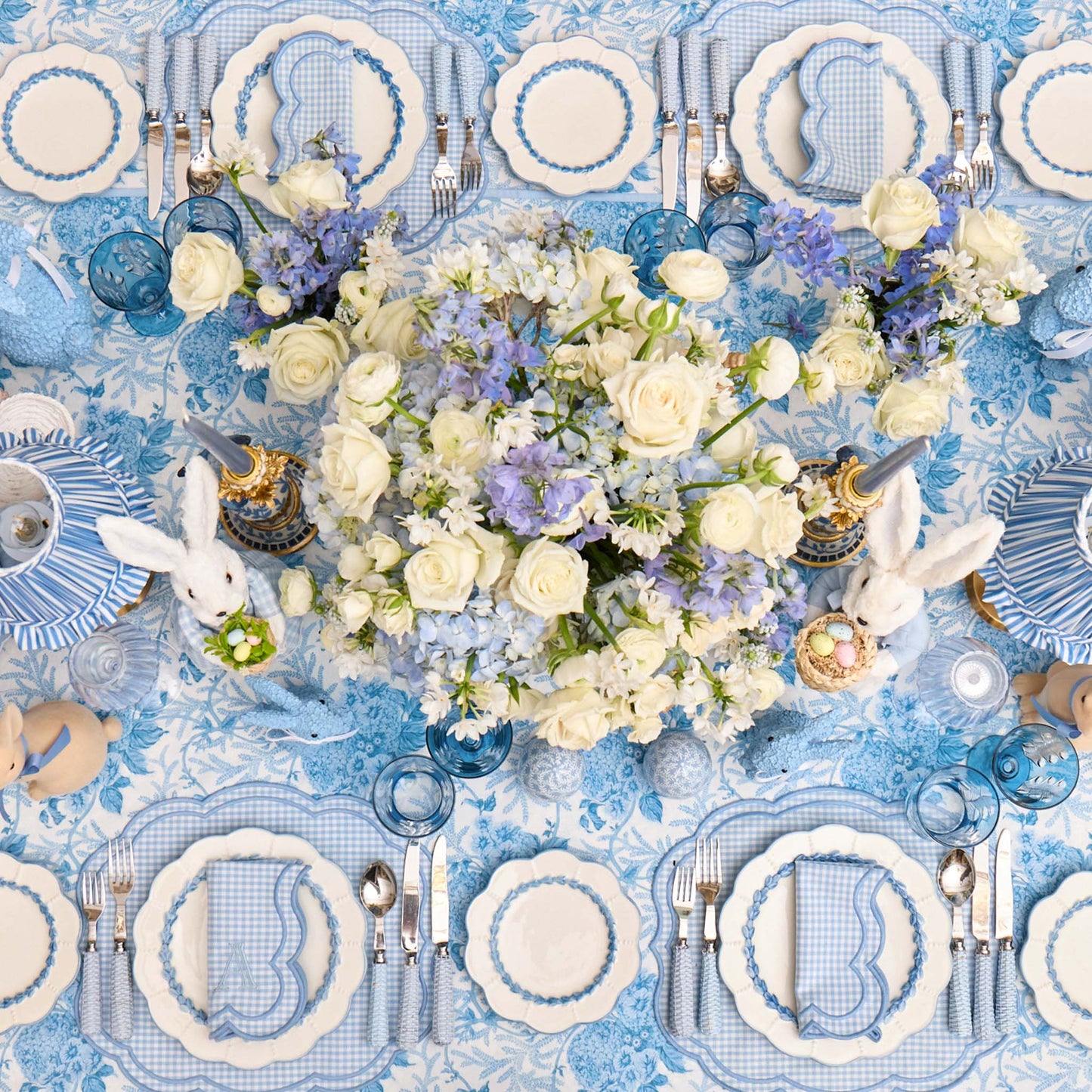Blue Eloise Gingham Placemats & Napkins (Set of 4)