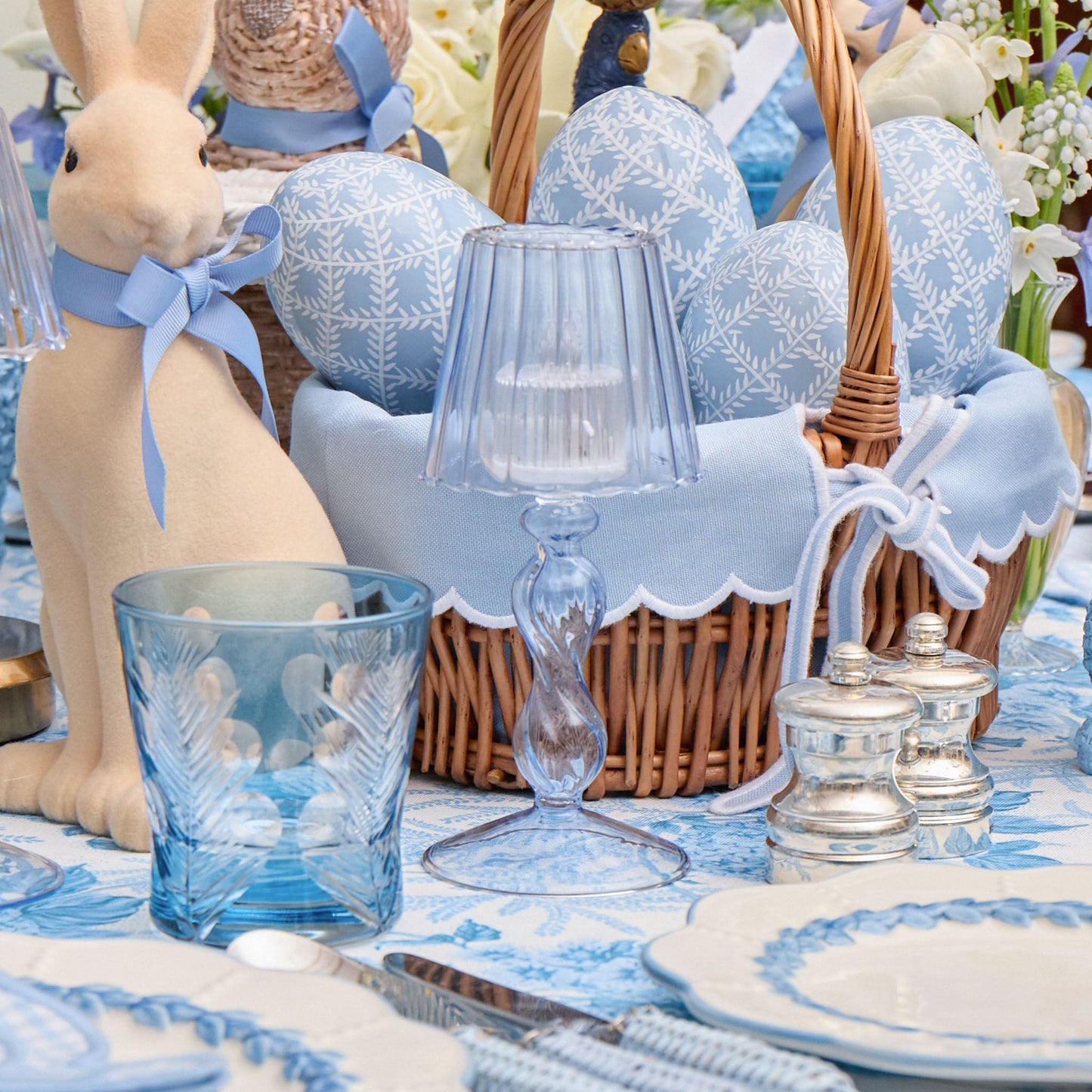 Blue Fern Engraved Water Glasses (Set of 4)