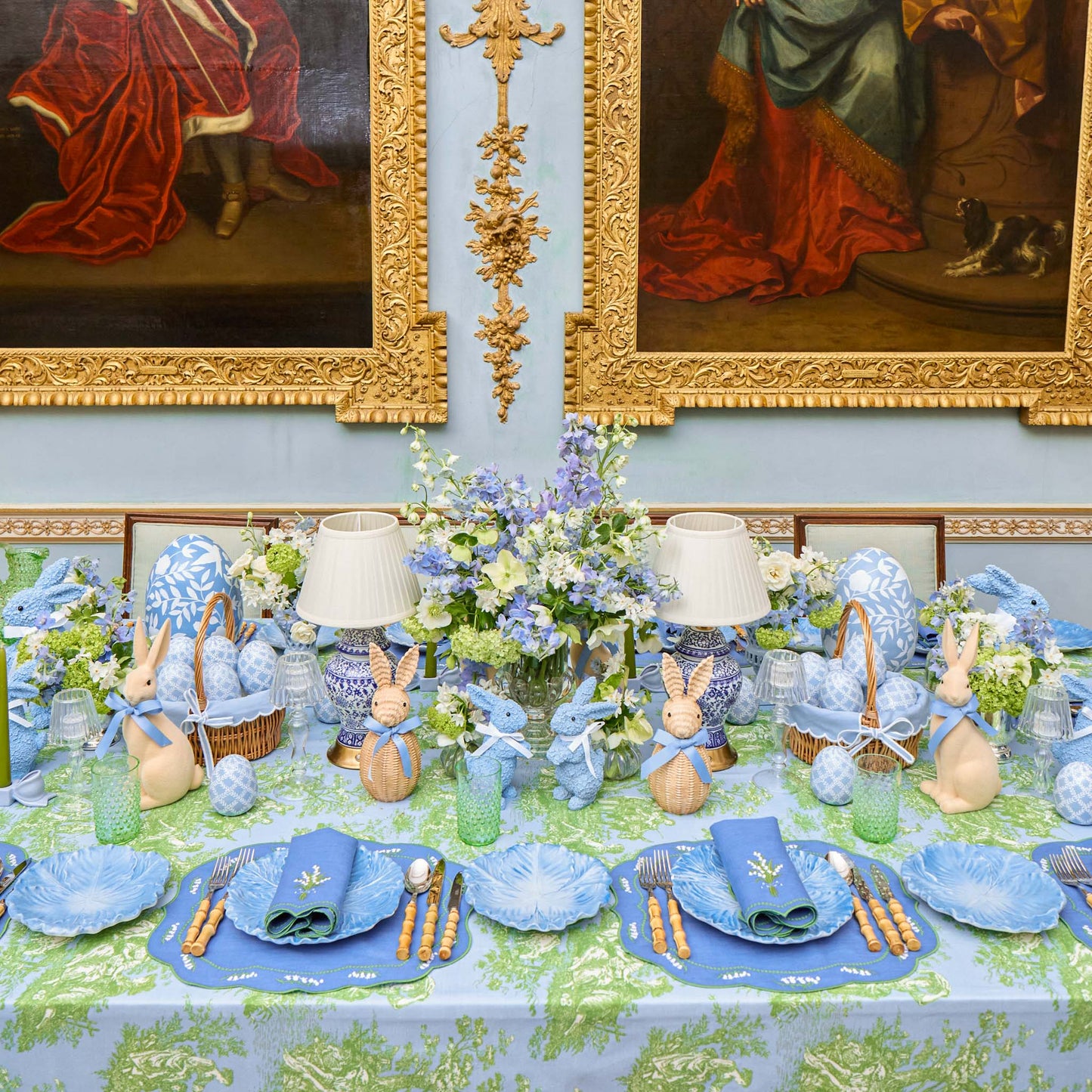 Blue Lily of the Valley Linen Napkins (Set of 4)