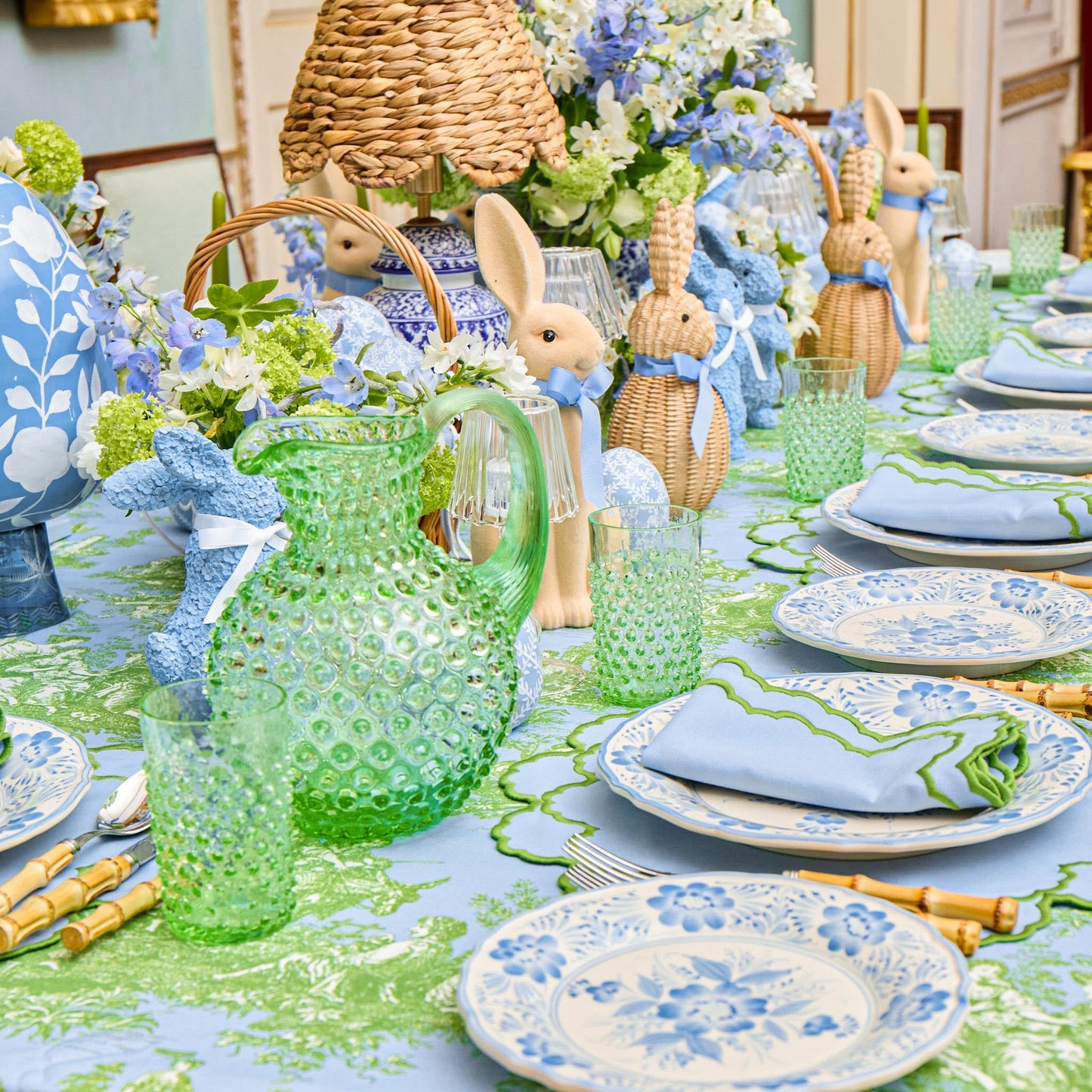 Emerald Hobnail Glasses & Jug Set