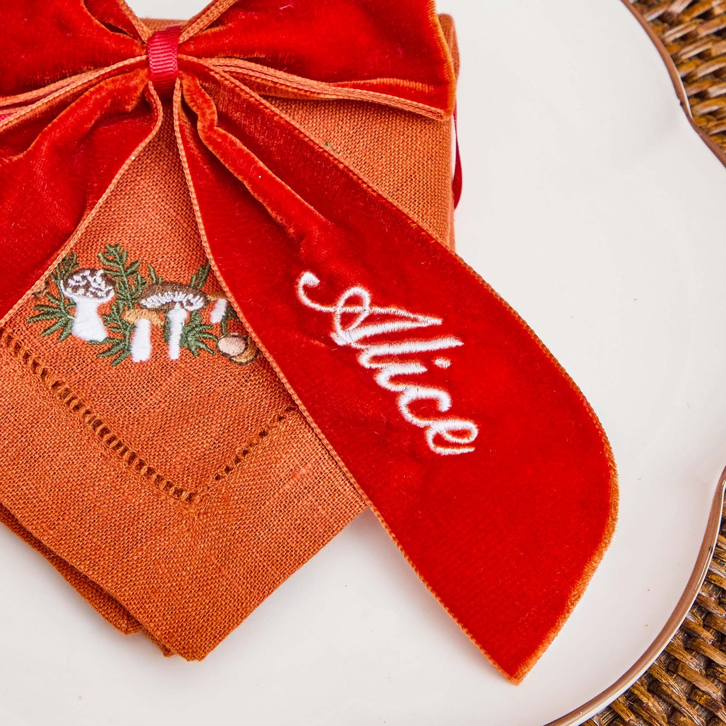 Burnt Orange Personalisable Bow
